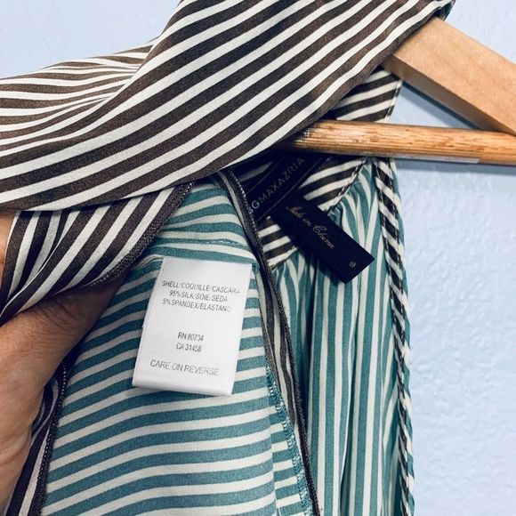 BCBGMaxazria Striped Halter Silk Top S - Picture 9 of 12